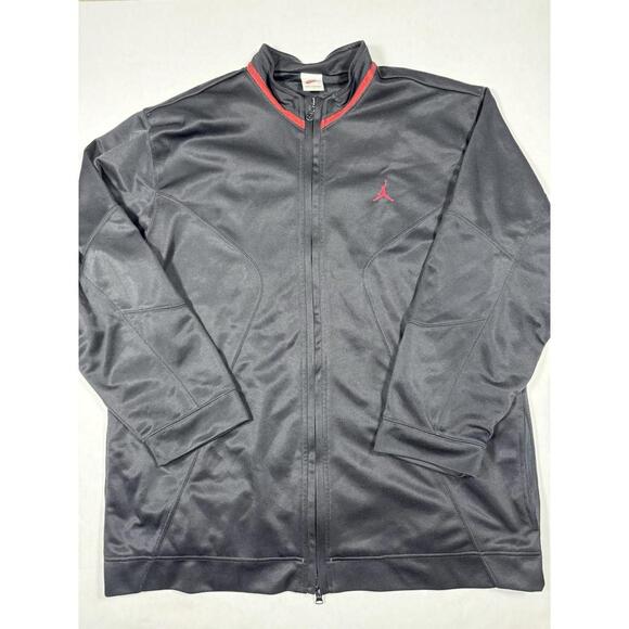 Nike Jordan Track Jacket Men’s Large Black Red Jumpman Full Zip Retro - Picture 1 of 9
